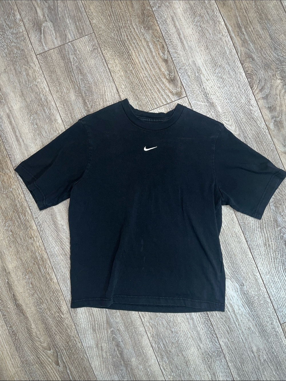 Nike Black Tee with White Swoosh Logo